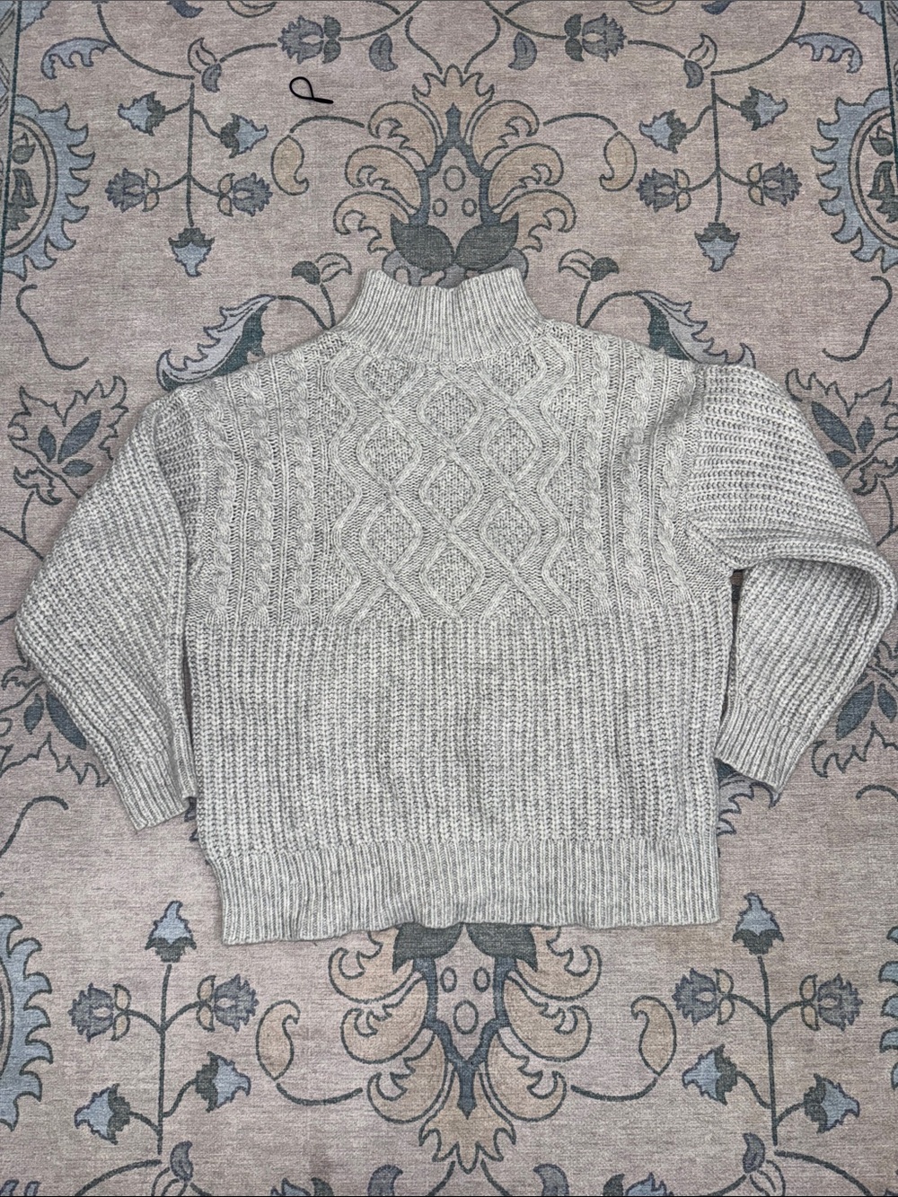 a new day Light Gray Cable Knit Turtleneck Sweater Cozy Cottage Core Fall